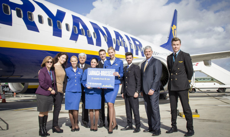 Νέο δρομολόγιο από το αεροδρόμιο Λάρνακας προς τις Βρυξέλλες εγκαινίασε η Ryanair