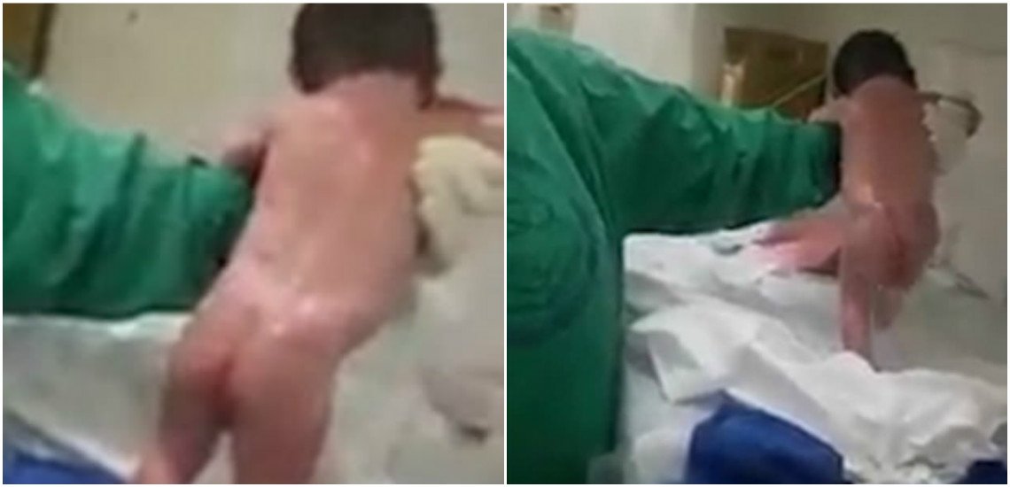 Απίστευτο! Μωρό περπατά λίγα μόλις λεπτά από την γέννηση του – VIDEO