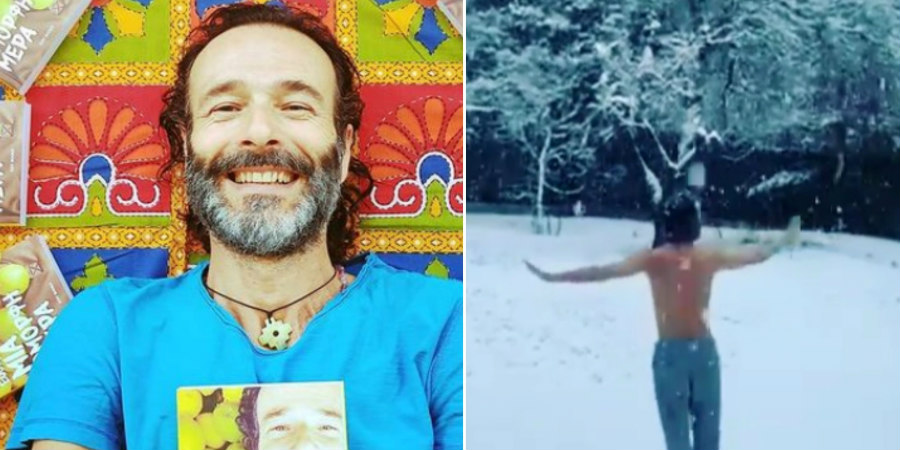 Θανάσης Ευθυμιάδης: Χορεύει μέσα στο χιόνι χωρίς μπλούζα! (Βίντεο)