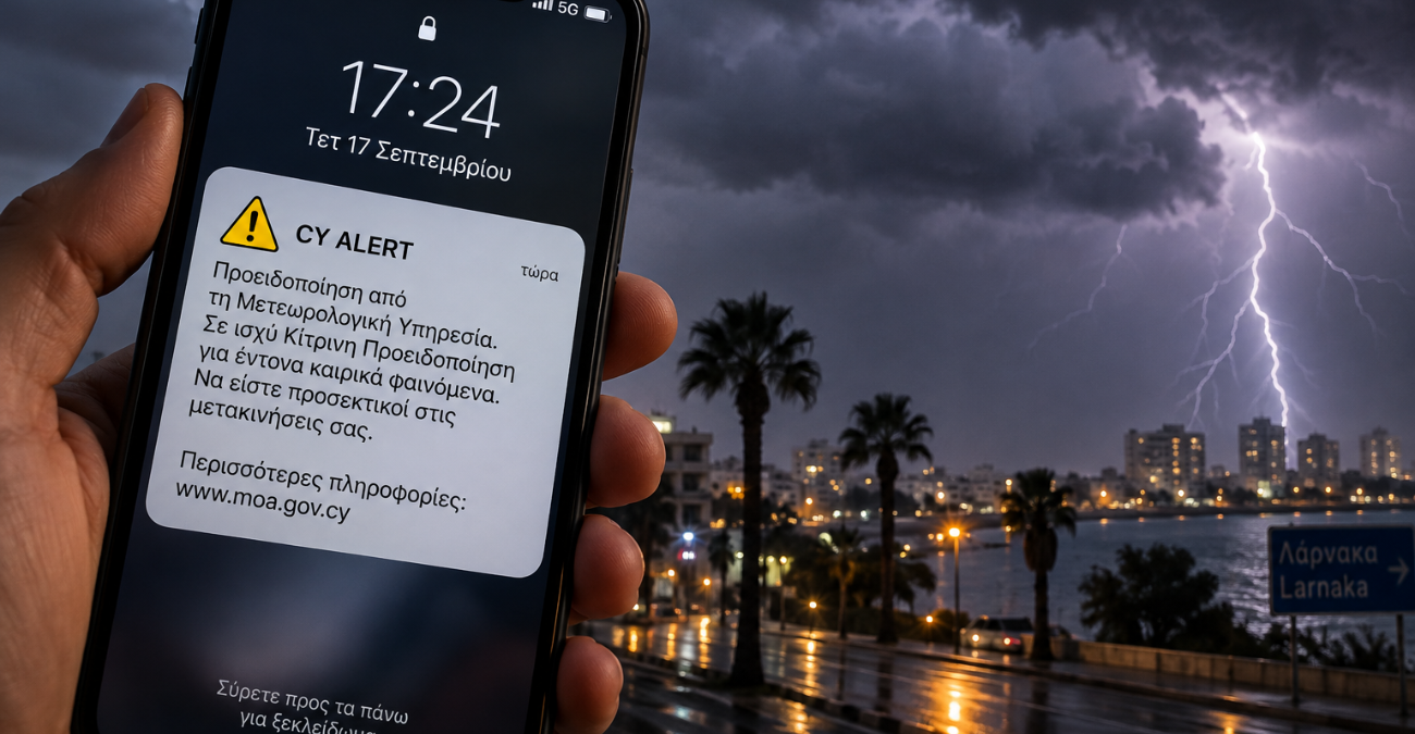 Γιατί ήρθε CY ALERT στα κινητά αφού η κακοκαιρία ήταν περιορισμένη – Η εξήγηση της Μετεωρολογικής