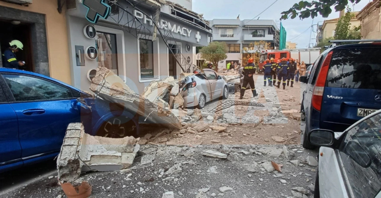 Συγκλονιστικά βίντεο από τη στιγμή της κατάρρευσης μπαλκονιού στην Ελλάδα - Γυναίκα έτρεξε και σώθηκε από θαύμα