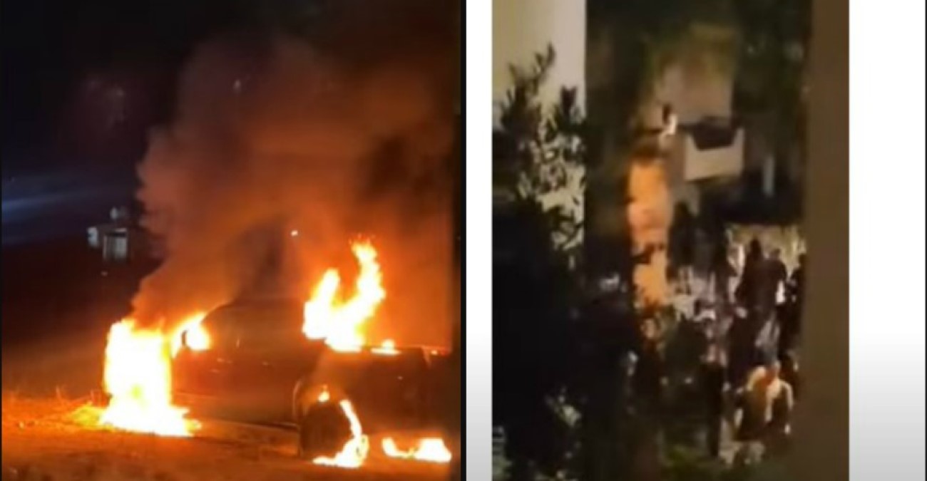 «Χάος» στην Χλώρακα: Όχημα τυλίχθηκε στις φλόγες - Κόσμος φωνάζει «έξω, έξω» - Δείτε βίντεο