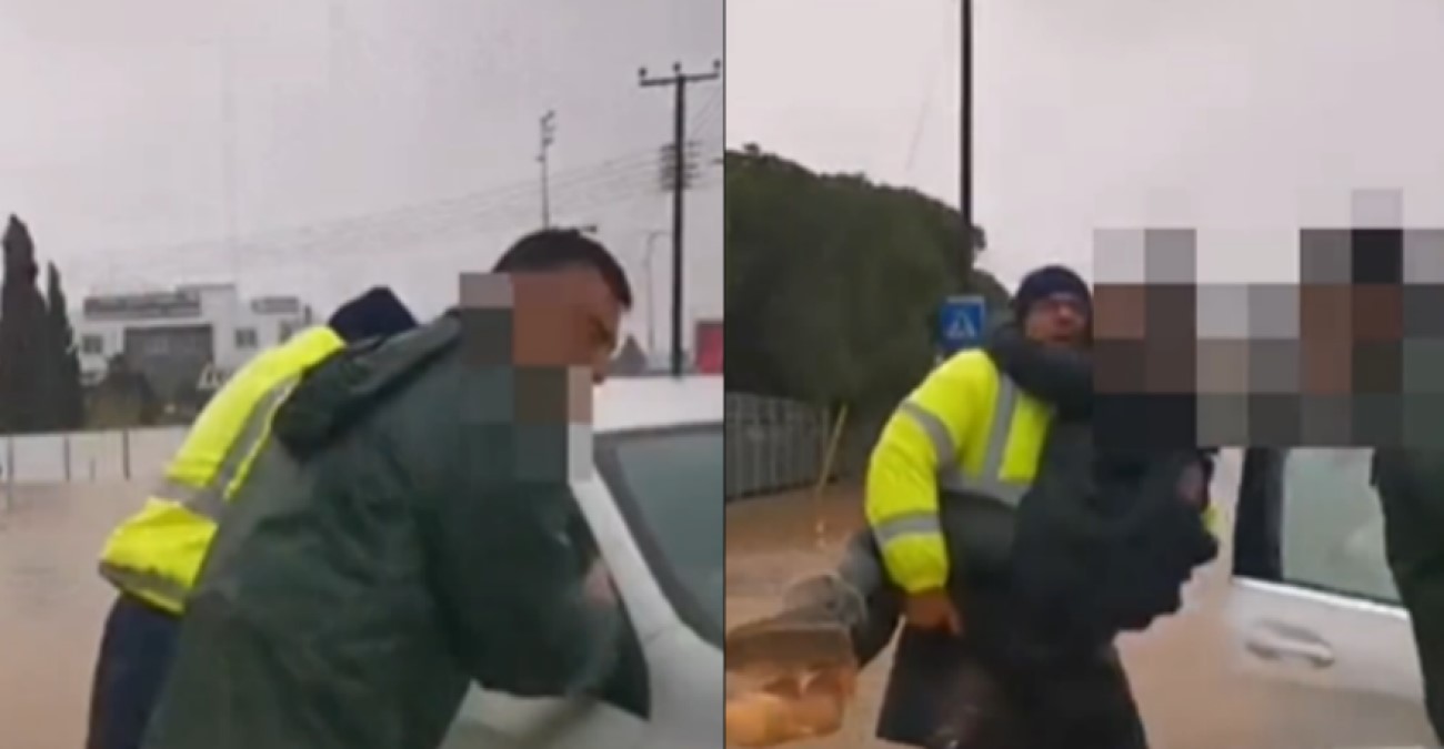 Καρέ-καρέ η διάσωση γυναίκας που εγκλωβίστηκε - Αστυνομικός την κουβαλά στα χέρια του - Δείτε βίντεο