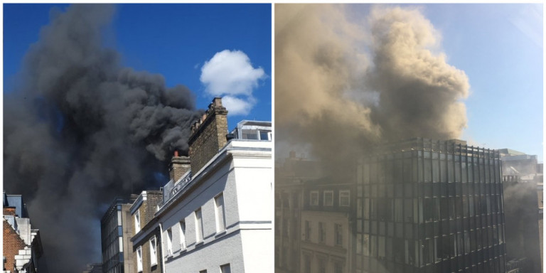 Μεγάλη φωτιά στο Λονδίνο - Πυκνός μαύρος καπνός σε κτίριο στο Μέιφερ