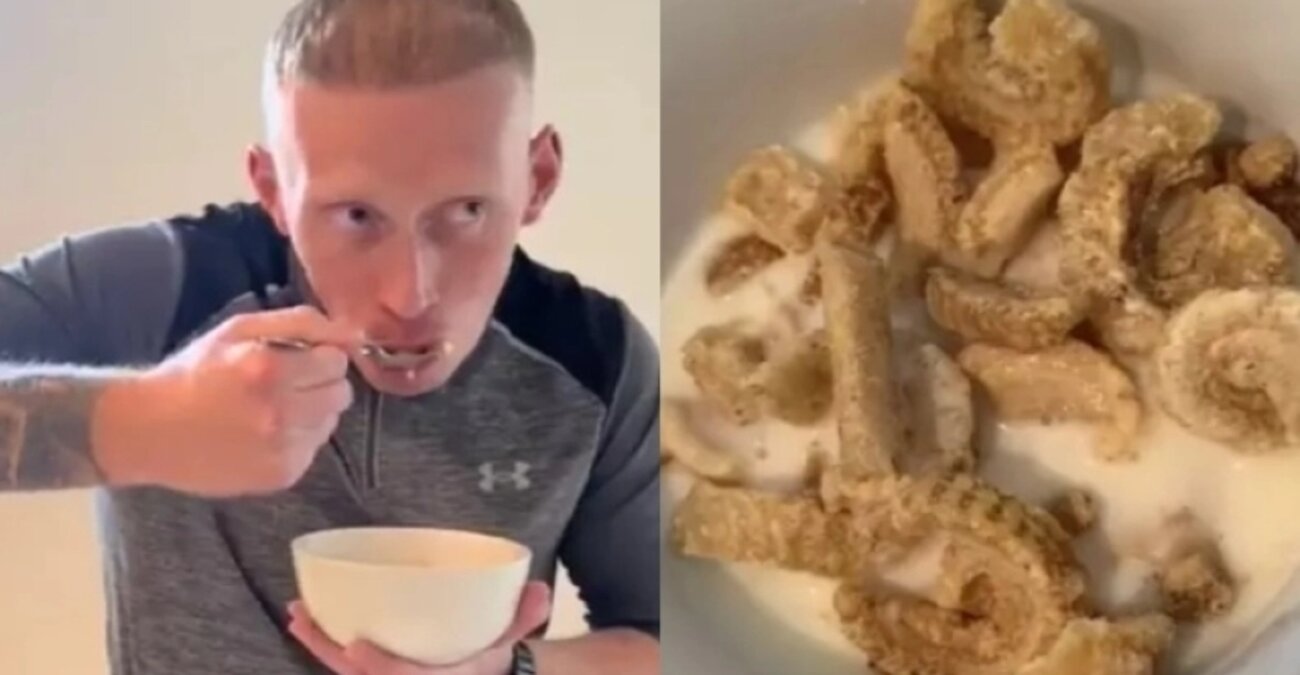 Το πρωινό ενός άνδρα που έγινε viral στο TikTok: Τρώει χοιρινό με... γάλα - Δείτε βίντεο