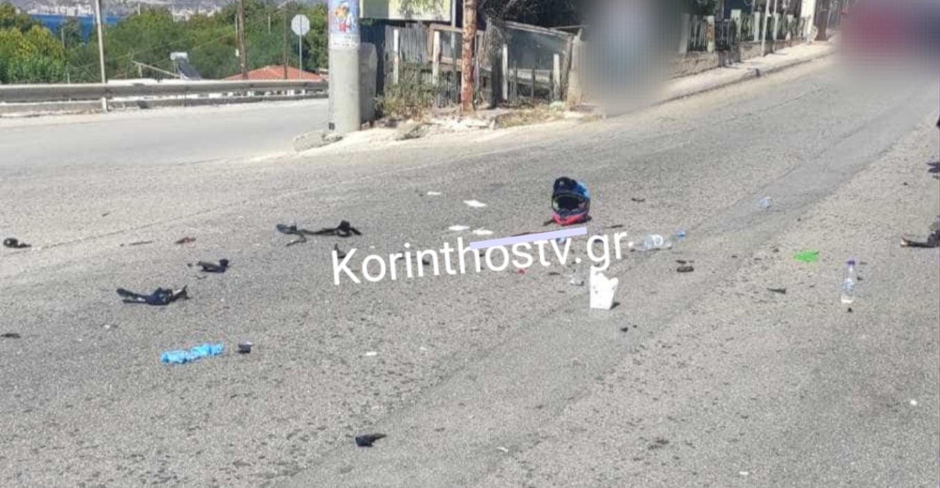 Σοβαρό τροχαίο στην Κόρινθο: Αυτοκίνητο συγκρούστηκε με μηχανή σε κεντρικό δρόμο - Εικόνα από το σημείο