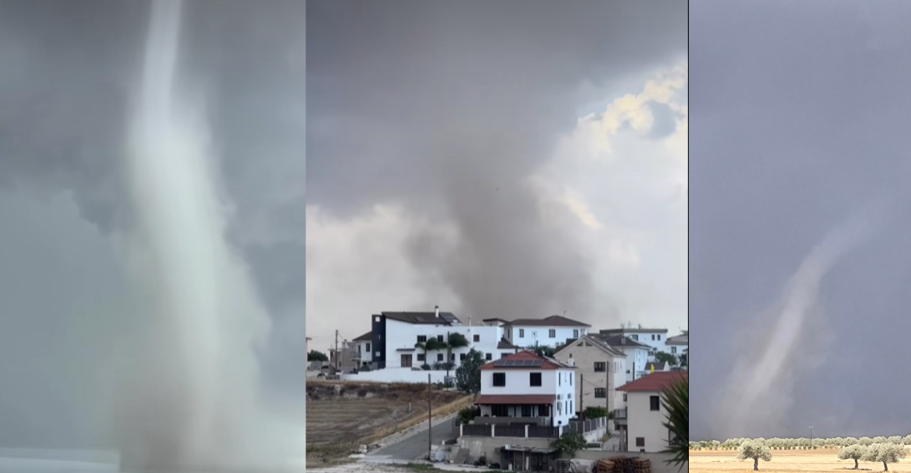 Video - Απίστευτες εικόνες: Διπλός ανεμοστρόβιλος χτύπησε την Λάρνακα
