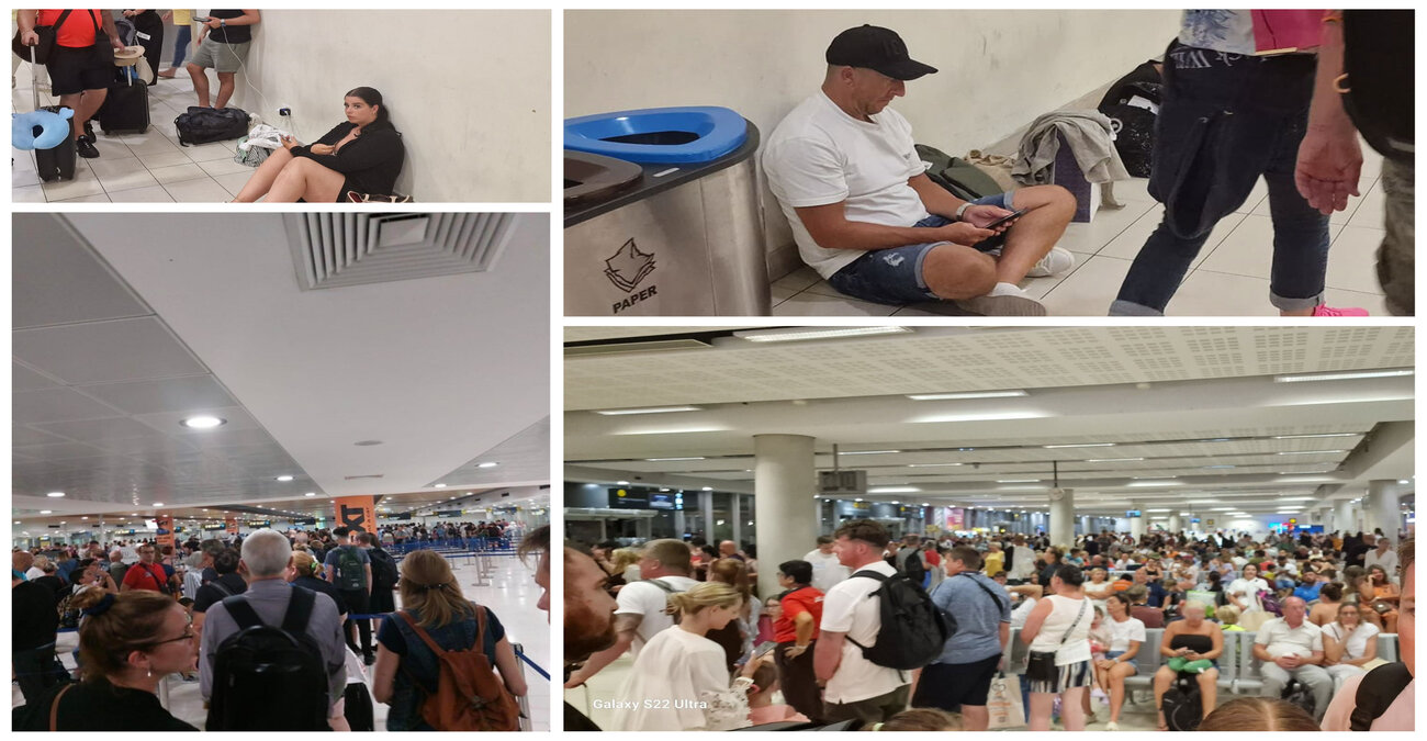 Το απόλυτο χάος στα αεροδρόμια - Άτομα κάθονται μέχρι και στο πάτωμα - «Δεν λειτουργεί τίποτε, ο κλιματισμός και πολλά άλλα» - Δείτε φωτογραφίες