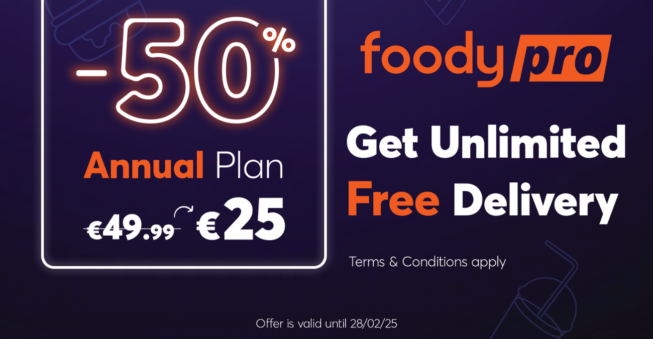 Foody Pro: Δωρεάν, απεριόριστο delivery για έναν ολόκληρο χρόνο με μόνο 25€