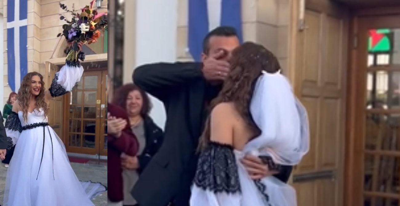 Γάμος Ιωάννας Λαμπροπούλου: Την άρπαξε και την φίλησε έξω από την εκκλησία - Δείτε βίντεο