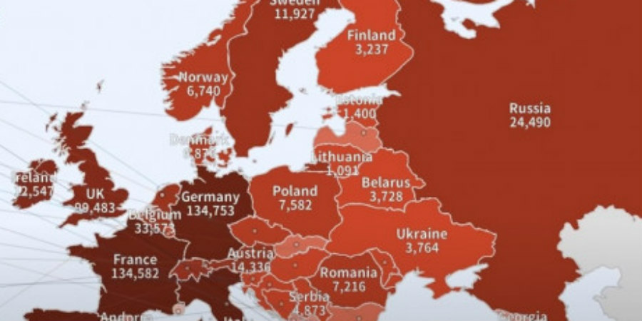 ΒΙΝΤΕΟ: Η πορεία του κορωνοϊού στην Ευρώπη από τις 24 Ιανουαρίου μέχρι την Μ. Τετάρτη
