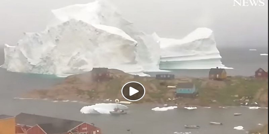 Τεράστιο παγόβουνο πλέει επικίνδυνα προς χωριά της Γροιλανδίας – VIDEO