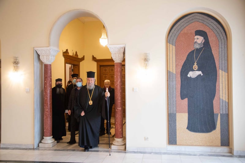 Τοποθέτηση ψηφιδωτής παράστασης του Αρχιεπισκόπου Μακαρίου Γ’ στην Αρχιεπισκοπή Κύπρου – ΕΙΚΟΝΕΣ