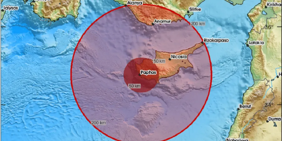 Σεισμός αισθητός στην Κύπρο - Ταρακούνησε την Πάφο 