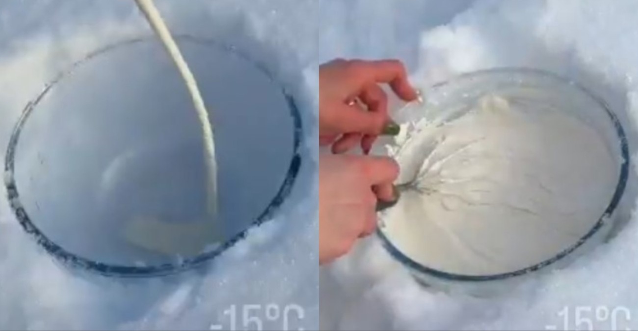 BINTEO: Μητέρα φτιάχνει παγωτό στο χιόνι στους -15°C και γίνεται viral
