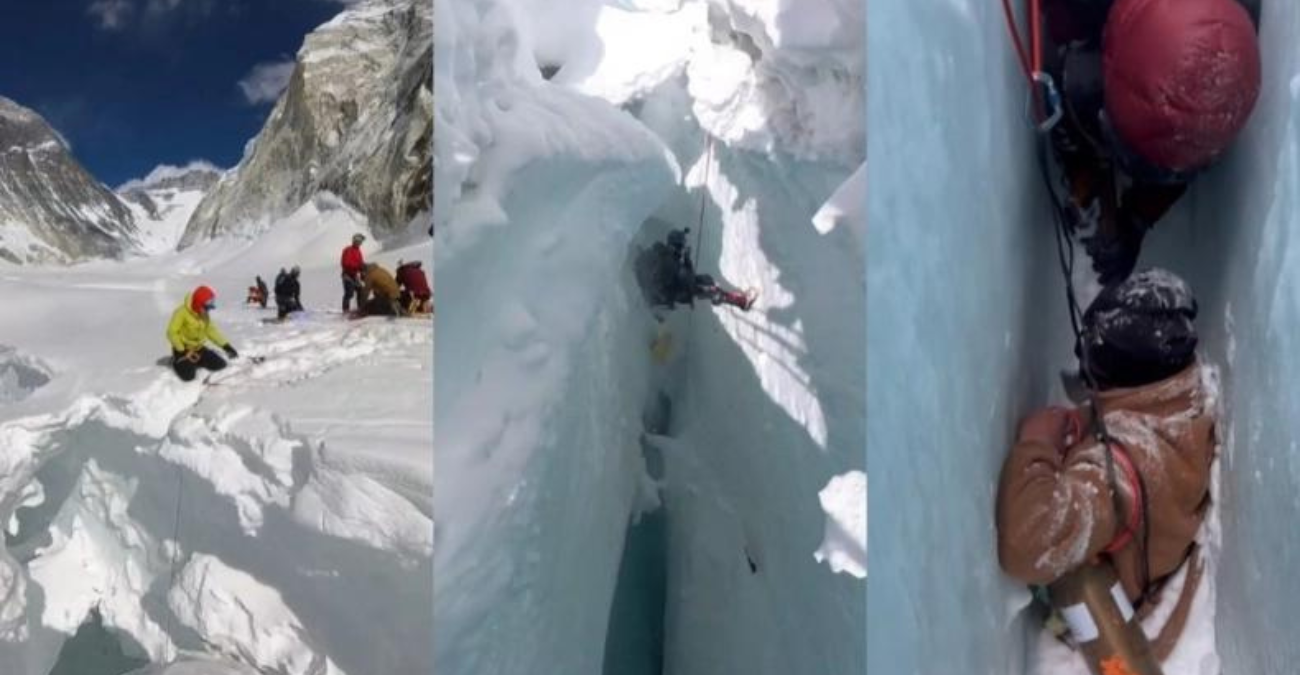 Έβερεστ: Δραματική διάσωση μετά από πτώση άνδρα σε παγωμένη ρωγμή 6.000 μέτρων