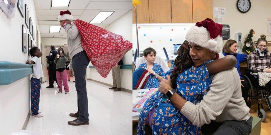 Ντυμένος Αη Βασίλης μοίρασε δώρα σε μικρούς ασθενείς ο Ομπάμα