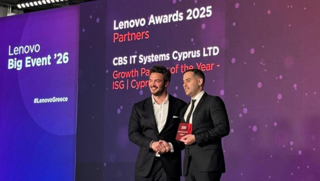 Η CBS IT Systems Cyprus βραβεύτηκε από τη Lenovo ως Growth Partner of the Year – ISG, Cyprus