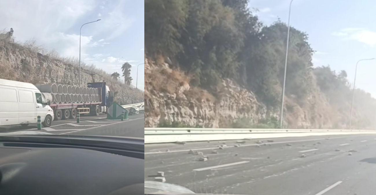 Αναστάτωση στον αυτοκινητόδρομο - Έπεσαν τσιμεντένιοι κύλινδροι από φορτηγό - Διακόπηκε η κυκλοφορία