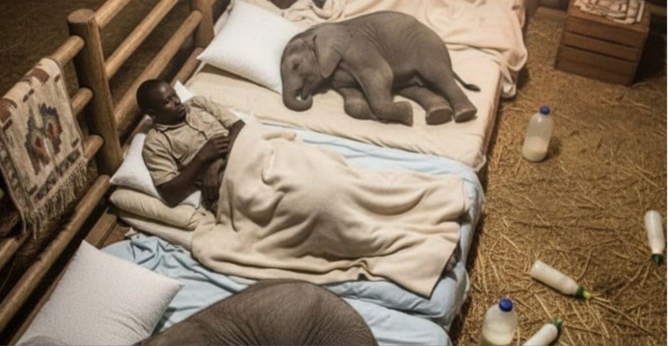 VIDEO: Τα ορφανά ελεφαντάκια του Ναϊρόμπι κοιμούνται με τους φροντιστές τους