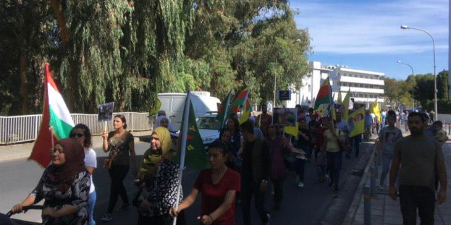 Πορεία Κούρδων στη Λευκωσία για την τουρκική εισβολή στη Συρία