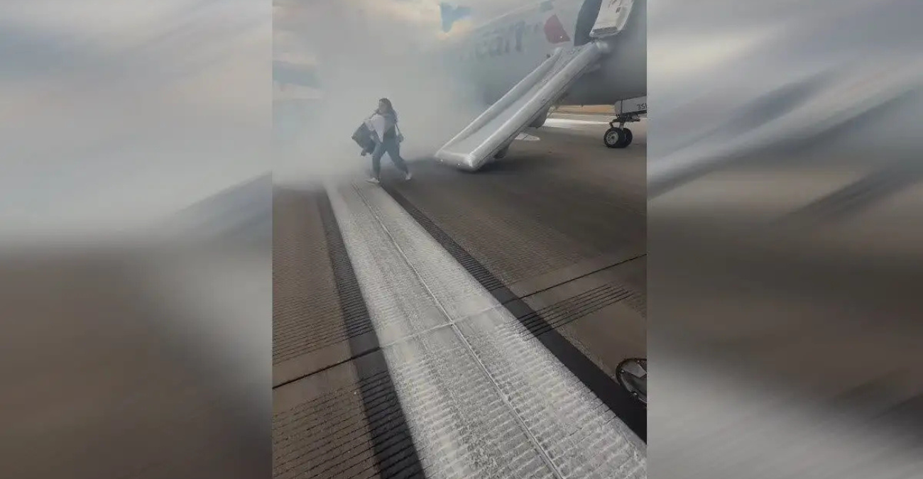 Συγκλονιστικό Βίντεο: Πανικός σε πτήση της American Airlines – Εκκένωση μετά από καπνούς και φλόγες κάτω από το αεροσκάφος